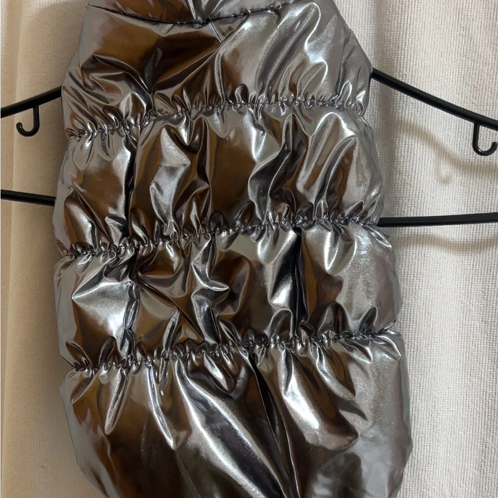 Silver Reflective Dog Coat Jacket Size M | Warm Winter Pet Vest